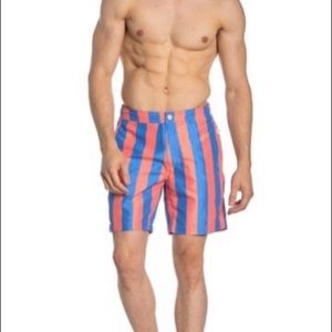 Onia Calder Trunks Macro Stripe 7.5’ Salmon & Blue